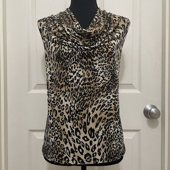 Kasper Separates Cowl Neck Sleeveless Tank Top Leopard‎ Animal  Print Medium - Picture 2 of 9